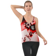 Abstract Red Black Floral Print Chiffon Cami by SpinnyChairDesigns