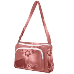 Coral Pink Floral Print Front Pocket Crossbody Bag