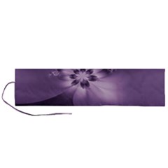 Royal Purple Floral Print Roll Up Canvas Pencil Holder (l) by SpinnyChairDesigns