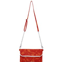 Orange Red Floral Print Mini Crossbody Handbag by SpinnyChairDesigns