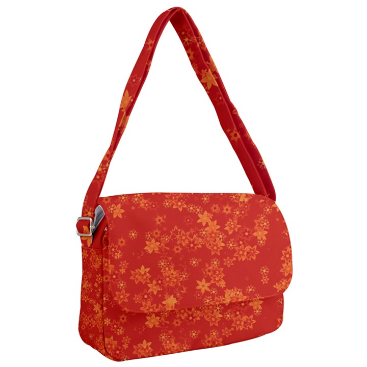 Orange Red Floral Print Courier Bag