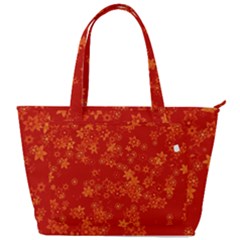 Orange Red Floral Print Back Pocket Shoulder Bag  by SpinnyChairDesigns