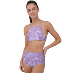 Lavender And White Flowers High Waist Tankini Set by SpinnyChairDesigns