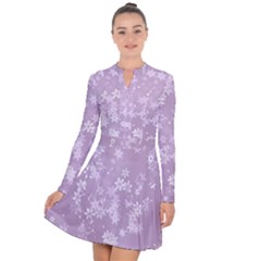 Lavender And White Flowers Long Sleeve Panel Dress by SpinnyChairDesigns