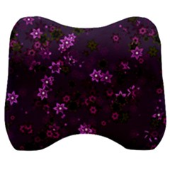 Purple Flowers Velour Head Support Cushion by SpinnyChairDesigns
