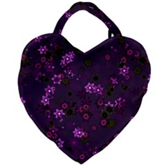 Purple Flowers Giant Heart Shaped Tote by SpinnyChairDesigns