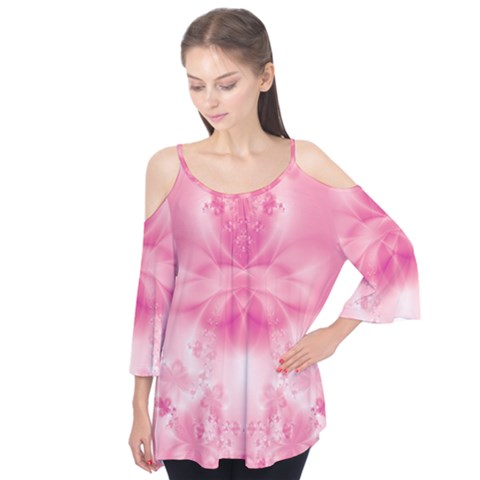 Pink Floral Pattern Flutter Tees by SpinnyChairDesigns