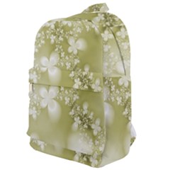 Olive Green With White Flowers Classic Backpack by SpinnyChairDesigns