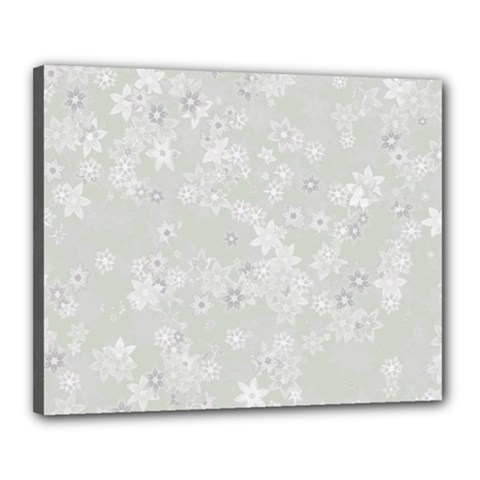 Ash Grey Floral Pattern Canvas 20  X 16  (stretched) by SpinnyChairDesigns