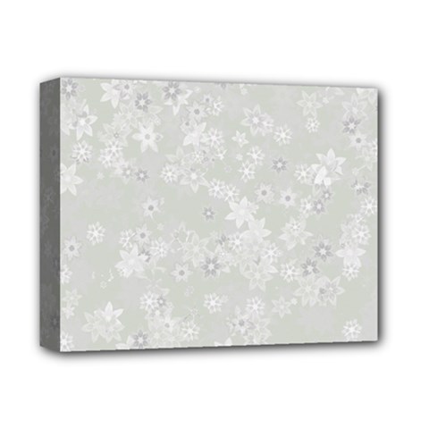 Ash Grey Floral Pattern Deluxe Canvas 14  X 11  (stretched) by SpinnyChairDesigns