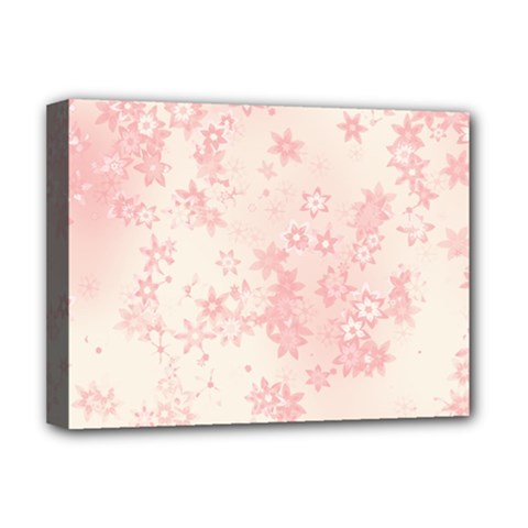 Baby Pink Floral Print Deluxe Canvas 16  X 12  (stretched)  by SpinnyChairDesigns