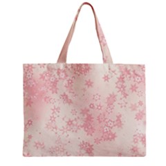 Baby Pink Floral Print Zipper Mini Tote Bag by SpinnyChairDesigns