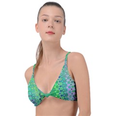 Boho Green Floral Print Knot Up Bikini Top by SpinnyChairDesigns