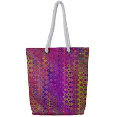 Boho Fuchsia Floral Print  Full Print Rope Handle Tote (small) by SpinnyChairDesigns