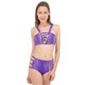 Boho Purple Floral Print Cage Up Bikini Set View1