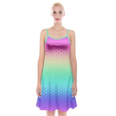 Rainbow Floral Ombre Print Spaghetti Strap Velvet Dress by SpinnyChairDesigns