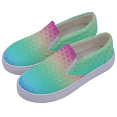 Rainbow Floral Ombre Print Kids  Canvas Slip Ons by SpinnyChairDesigns