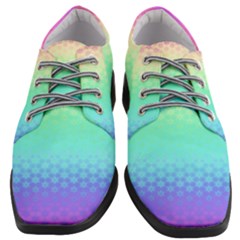 Rainbow Floral Ombre Print Women Heeled Oxford Shoes by SpinnyChairDesigns