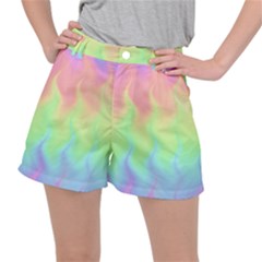 Pastel Rainbow Flame Ombre Ripstop Shorts by SpinnyChairDesigns