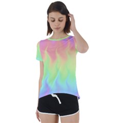 Pastel Rainbow Flame Ombre Short Sleeve Foldover Tee by SpinnyChairDesigns