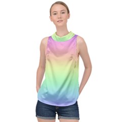 Pastel Rainbow Ombre High Neck Satin Top by SpinnyChairDesigns