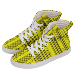 Black Yellow Punk Plaid Men s Hi-top Skate Sneakers by SpinnyChairDesigns