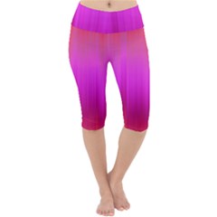 Fuchsia Ombre Color  Lightweight Velour Cropped Yoga Leggings by SpinnyChairDesigns