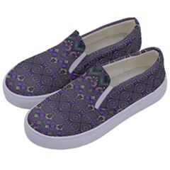 Boho Hearts And Flowers Kids  Canvas Slip Ons by SpinnyChairDesigns