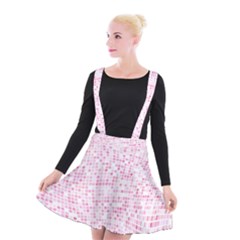 Pink And White Checkered Suspender Skater Skirt by SpinnyChairDesigns