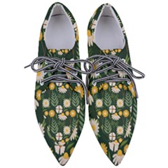 Flower Green Pattern Floral Pointed Oxford Shoes by Alisyart