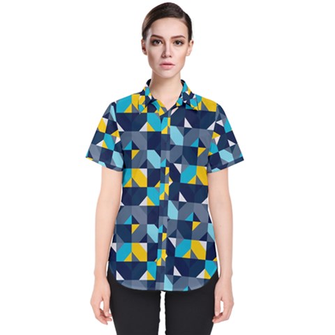 Geometric Hypnotic Shapes Women s Short Sleeve Shirt by tmsartbazaar