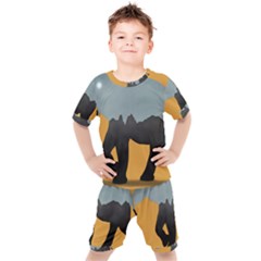 Illustrations Sketch Elephant Wallpaper Kids  Tee And Shorts Set by HermanTelo