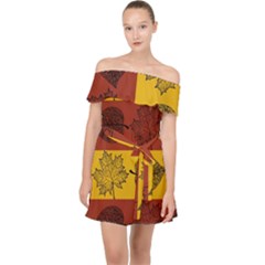 Autumn Leaves Colorful Nature Off Shoulder Chiffon Dress by Mariart
