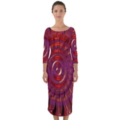 Chakra Flower Quarter Sleeve Midi Bodycon Dress by Sparkle