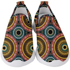 Aztec Multicolor Mandala Kids  Slip On Sneakers by tmsartbazaar