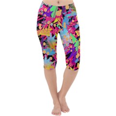 Psychedelic Geometry Lightweight Velour Cropped Yoga Leggings by Filthyphil