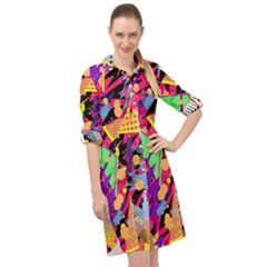 Psychedelic Geometry Long Sleeve Mini Shirt Dress by Filthyphil
