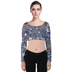 Crystal Puke Velvet Long Sleeve Crop Top by MRNStudios