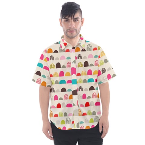 Scandinavian Folk Art Rainbow Road Men s Short Sleeve Shirt by andStretch