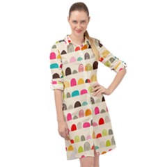 Scandinavian Folk Art Rainbow Road Long Sleeve Mini Shirt Dress by andStretch