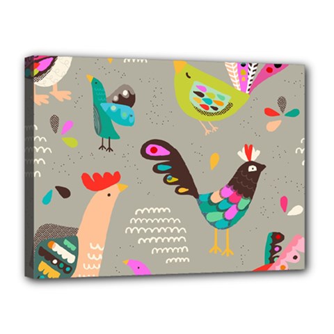 Scandinavian Birds Feather Weather Canvas 16  X 12  (stretched)