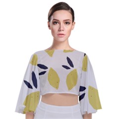 Laser Lemons Tie Back Butterfly Sleeve Chiffon Top by andStretch