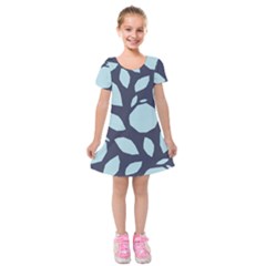 Orchard Fruits In Blue Kids  Short Sleeve Velvet Dress by andStretch