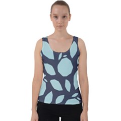 Orchard Fruits In Blue Velvet Tank Top