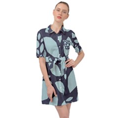 Orchard Fruits In Blue Belted Shirt Dress by andStretch