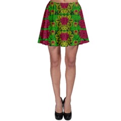 Rainbow Forest The Home Of The Metal Peacocks Skater Skirt by pepitasart