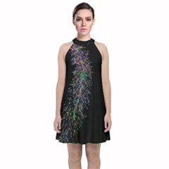 Galaxy Space Velvet Halter Neckline Dress 