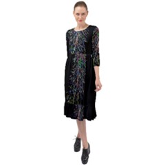 Galaxy Space Ruffle End Midi Chiffon Dress by Sabelacarlos