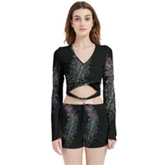 Galaxy Space Velvet Wrap Crop Top And Shorts Set by Sabelacarlos