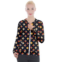 Geometric Diamond Tile Casual Zip Up Jacket by tmsartbazaar